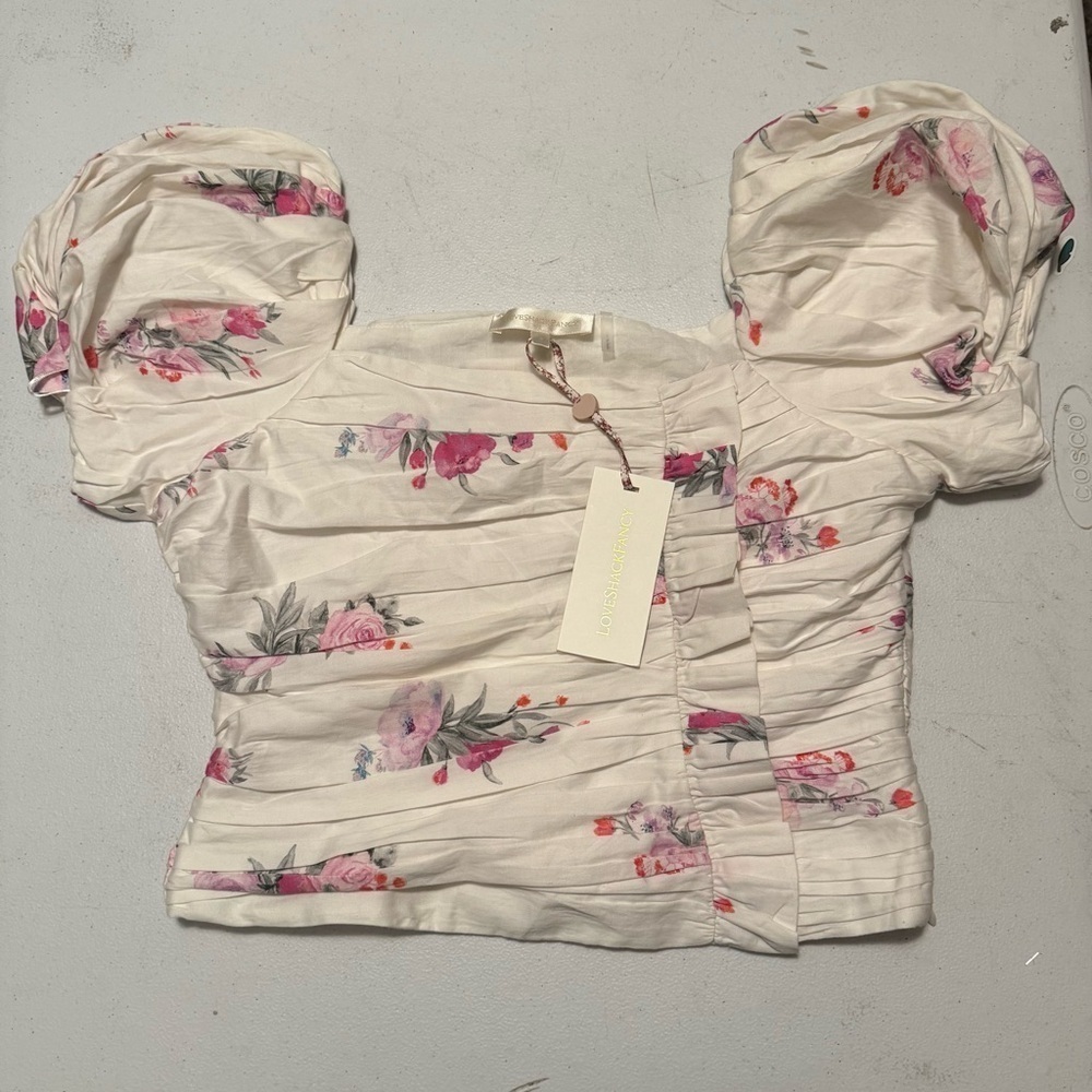 LoveShackFancy Dalima Puff Sleeve Top NWT size 2 - Picture 3 of 9